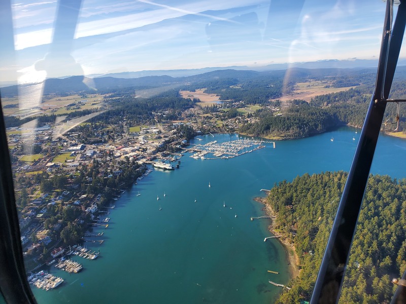 Photo of Friday Harbor, which
is mostly visible as a large collection of boats on the water