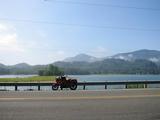 [Bike and sunny lake]